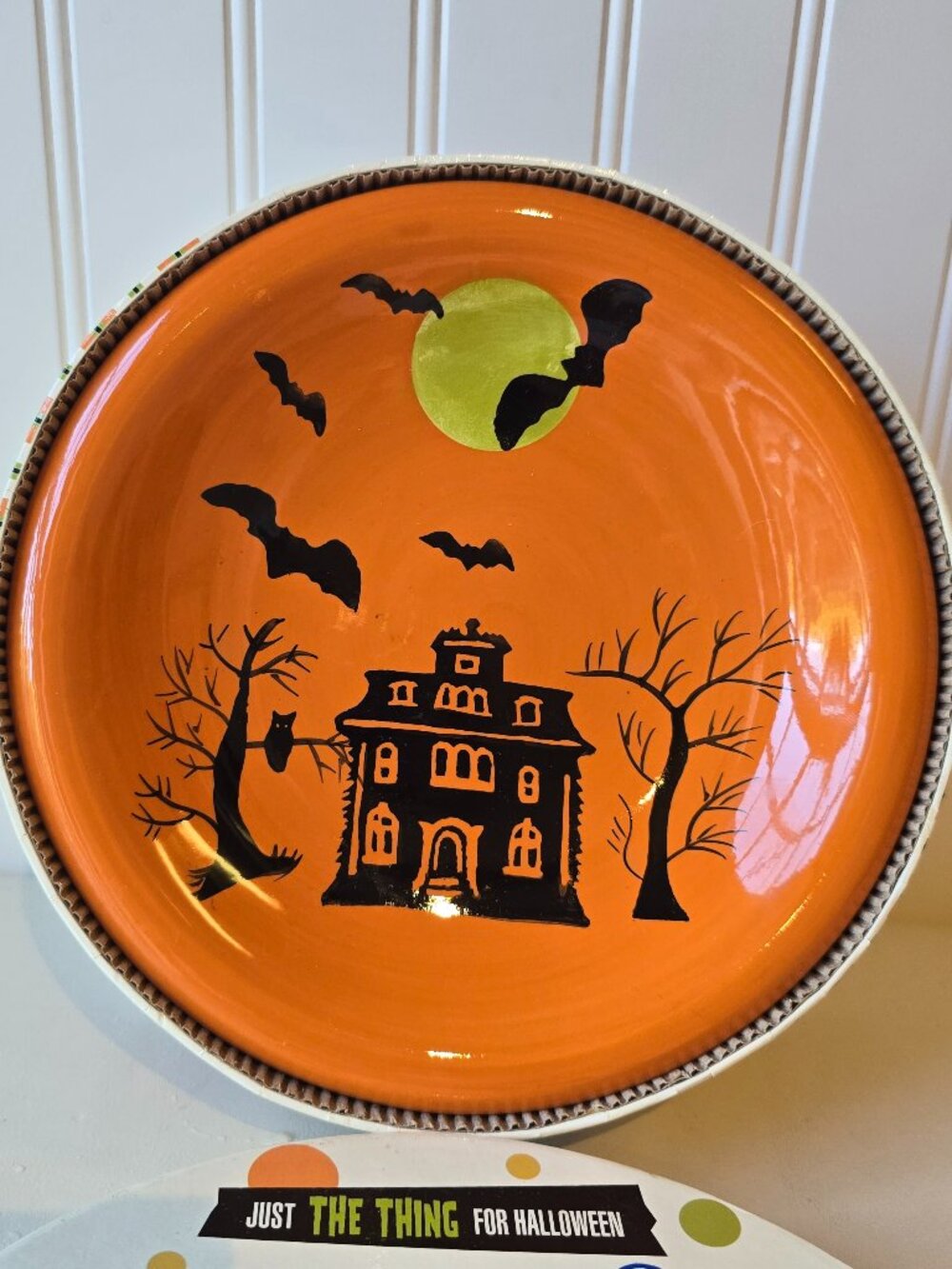 Halloween Hand-Painted Dessert Plates - Set of 4 (Haunted House Design)